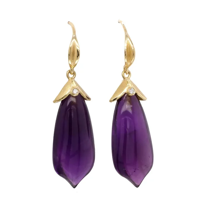 Amethyst Pagoda-Shaped Drop Earrings