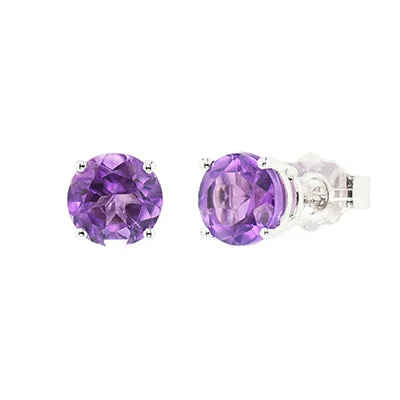 Amethyst Stud Earrings in 14kt White Gold (5mm)