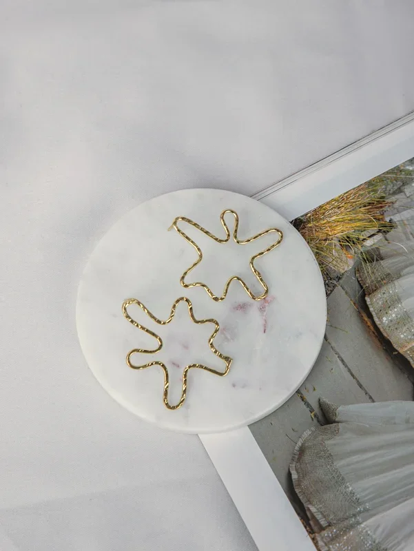 Amoeba Brass Earring