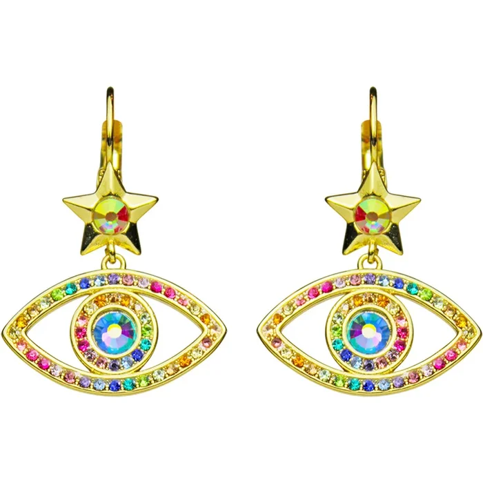 Angel Eye Leverback Earrings (Goldtone)