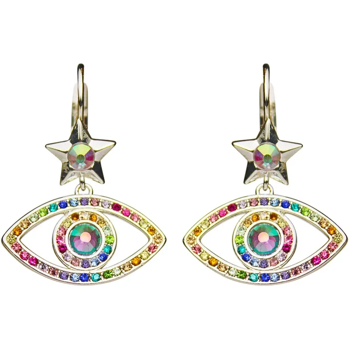 Angel Eye Leverback Earrings (Sterling Silvertone)