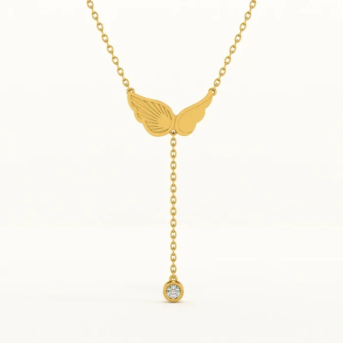 Angel Wing Dangling Diamond Necklace