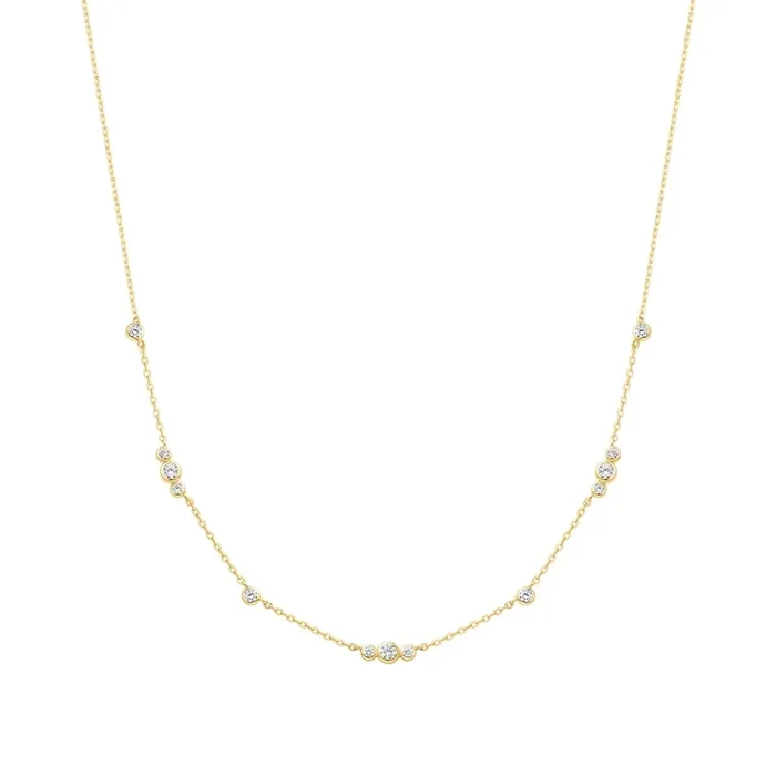 Ania Haie Cubic Zirconia Bezel Necklace in Sterling Silver with 14kt Gold Plate