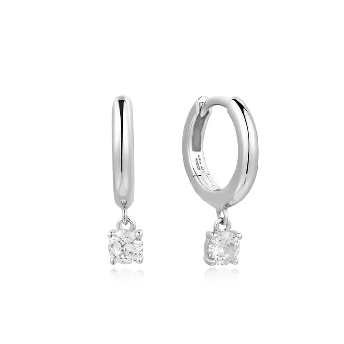 Ania Haie Cubic Zirconia Huggie Hoop Earrings in Sterling Silver