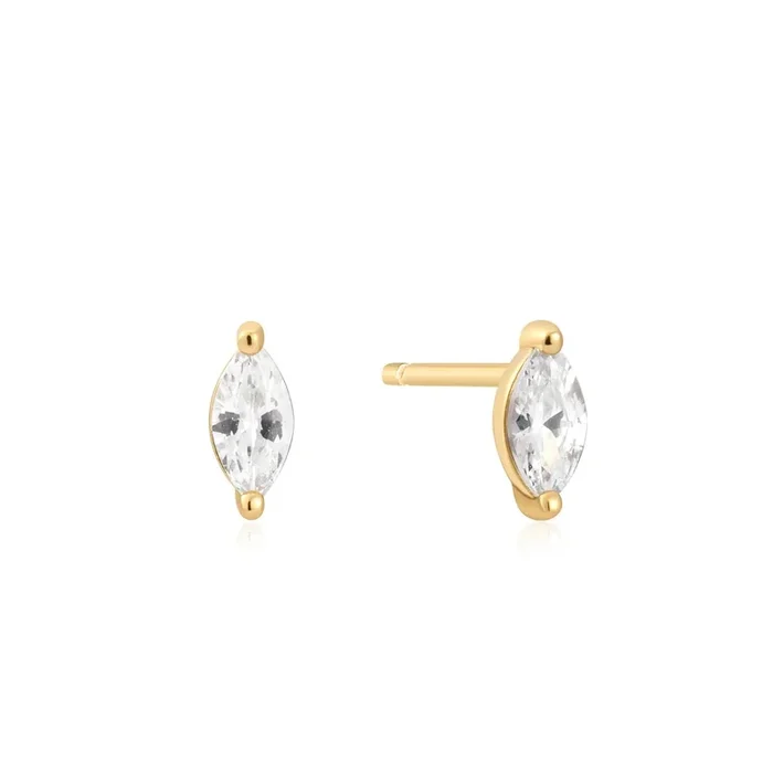 Ania Haie Marquise Cubic Zirconia Earrings in Sterling Silver with 14kt Gold Plate