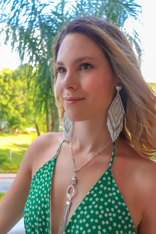 Anitha Beaded Earrings in Silver