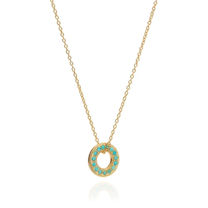 Anna Beck Turquoise Pave Open Circle Necklace – Gold & Turquoise