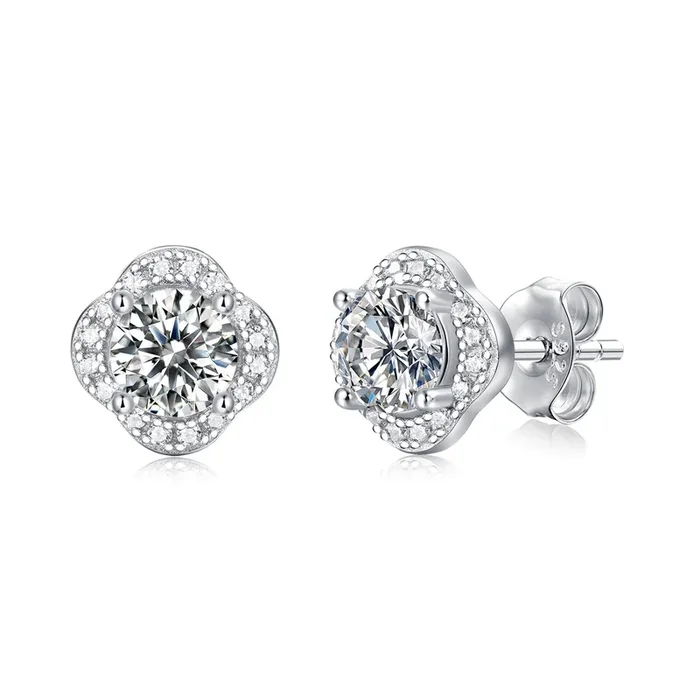 Anne Moissanite Floral Cluster Stud Earrings