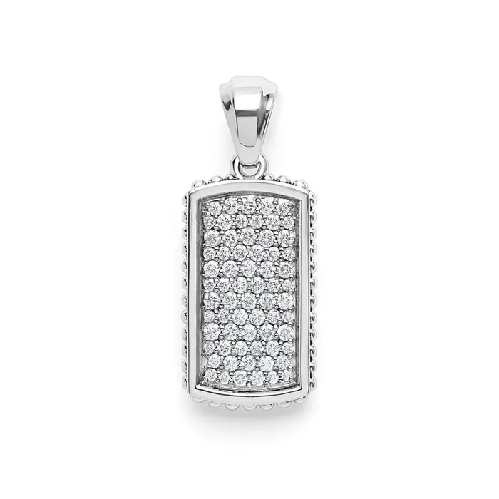 Anthem Sterling Silver Beaded Diamond Tag Amulet