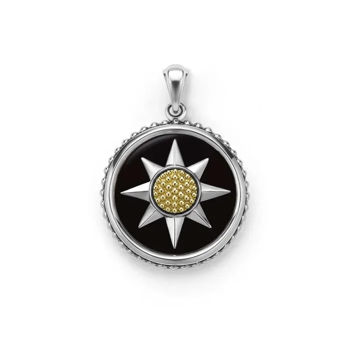 Anthem Two-Tone Black Agate Circle Burst Amulet