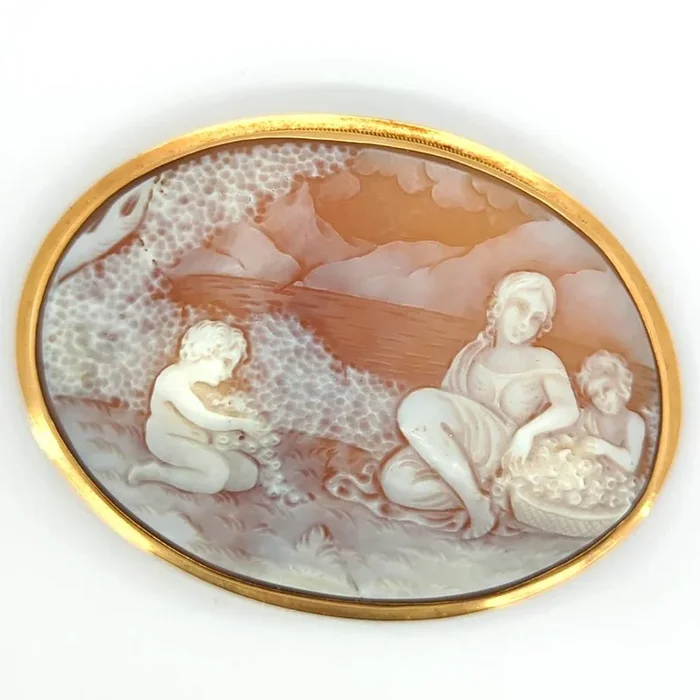 Antique Horizontal Carved Shell Cameo