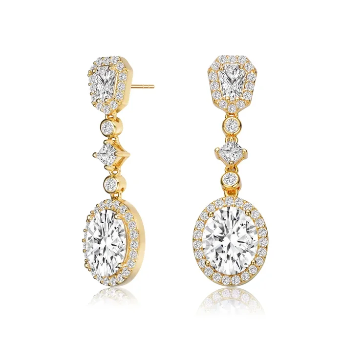 Antoinette Golden Long Drop Earrings