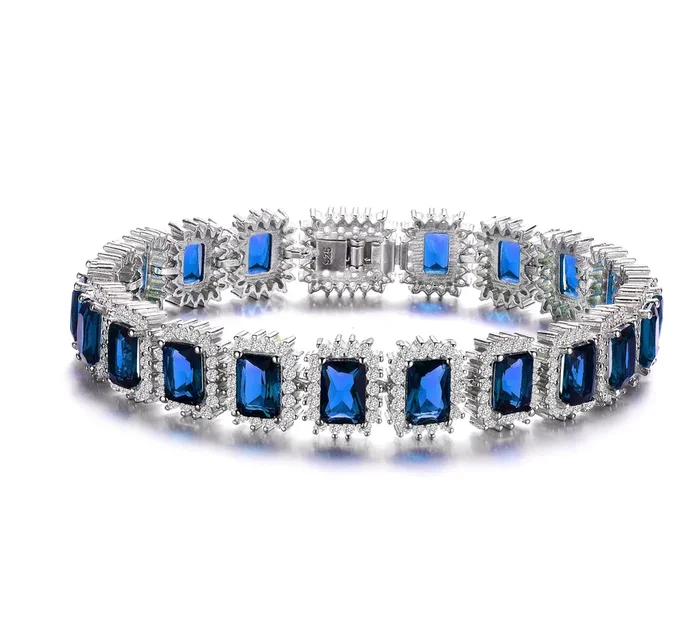 Antoinette Rectangular Halo Cluster Link Vintage Couture Tennis Bracelet