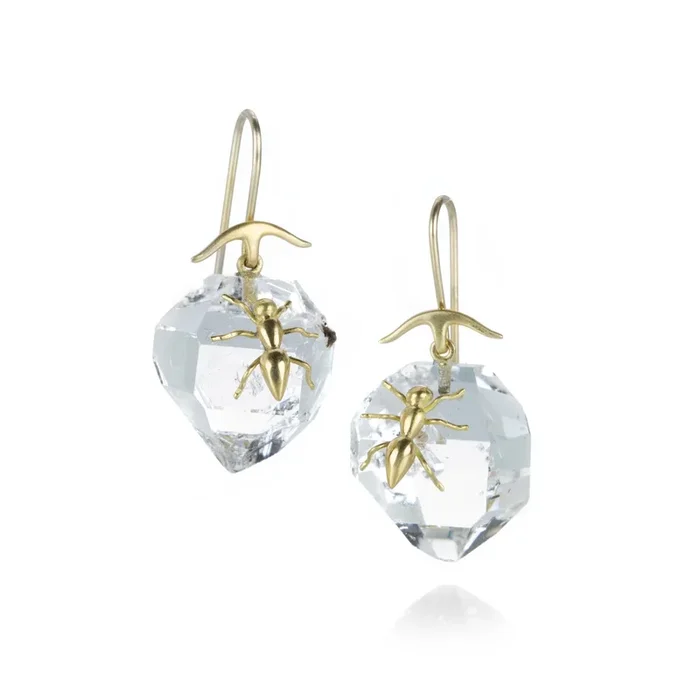 Ants on Herkimer Crystal Earrings