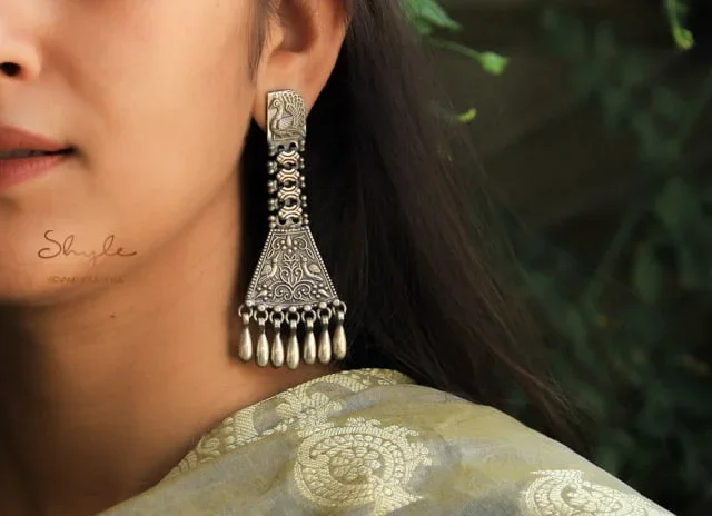 Anvaya Peacock Detailed Dangling Earrings