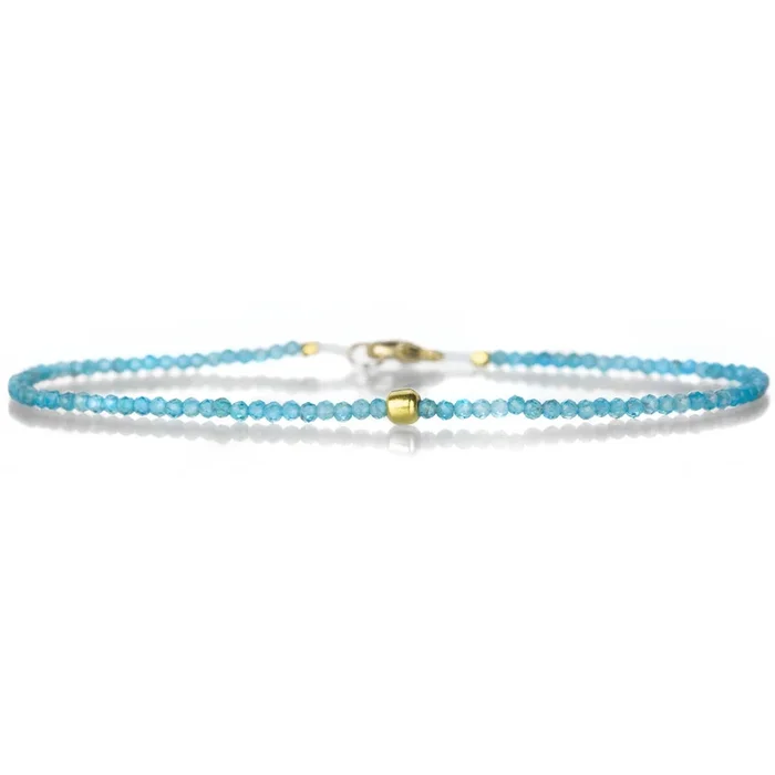 Apatite Beaded Bracelet with Gold Bead