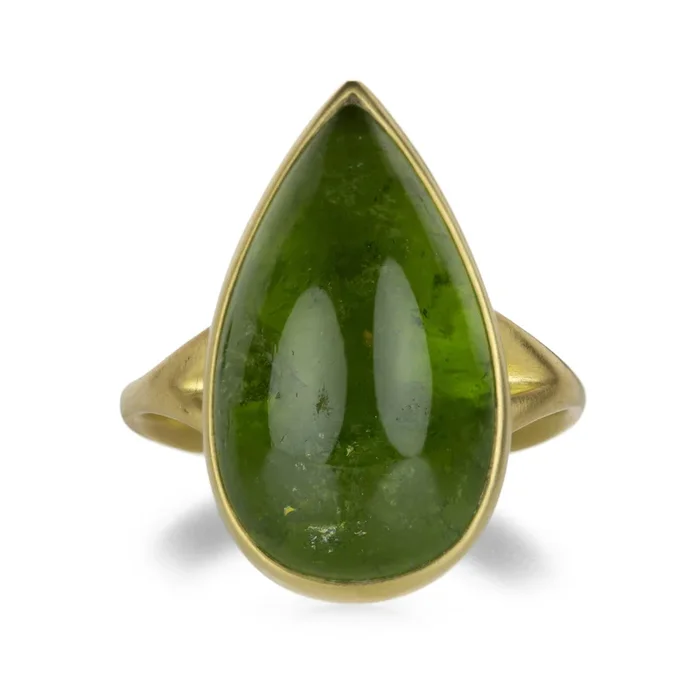 Apple Green Tourmaline Teardrop Ring