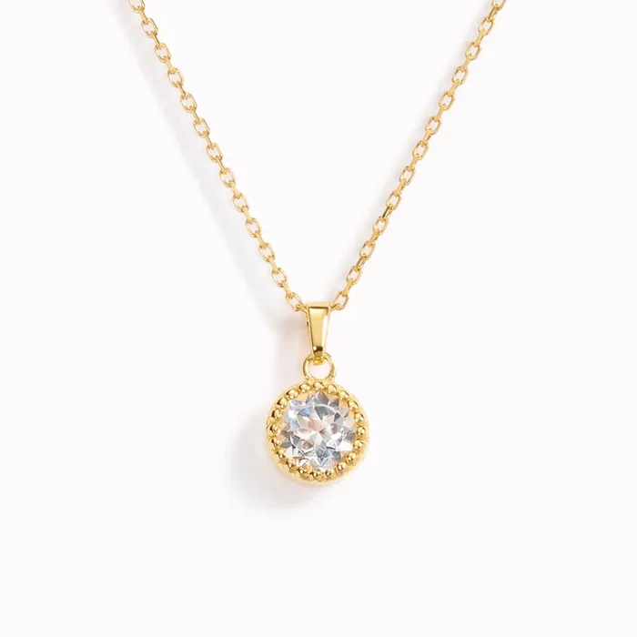 April Birthstone Necklace – White Topaz
