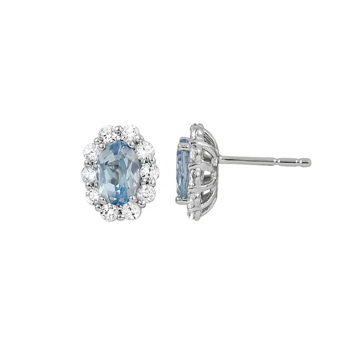 Aquamarine & Diamond Halo Earrings