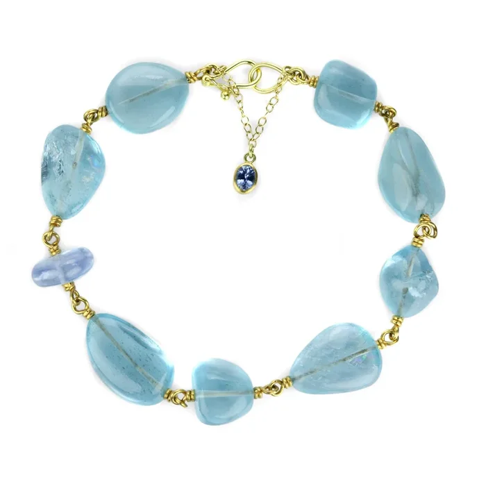Aquamarine and Blue Sapphire Spun Sugar Bracelet