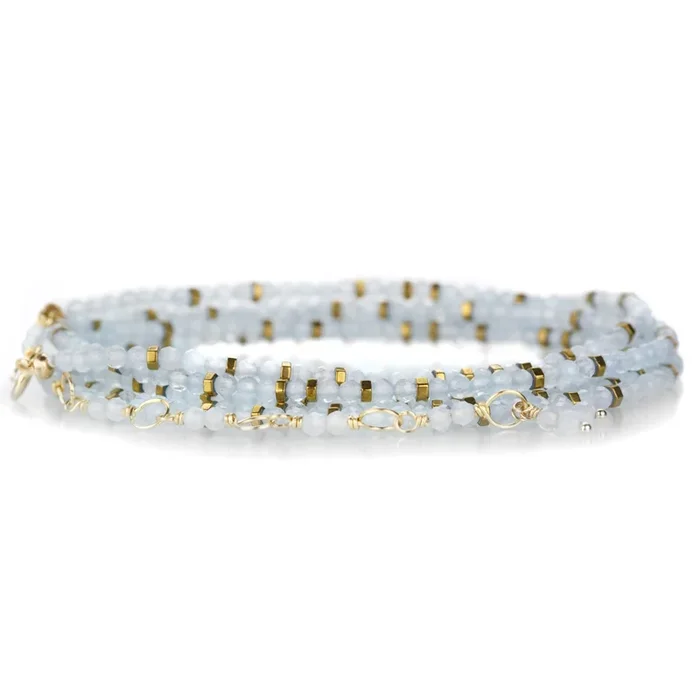 Aquamarine Confetti Wrap Bracelet – 34″