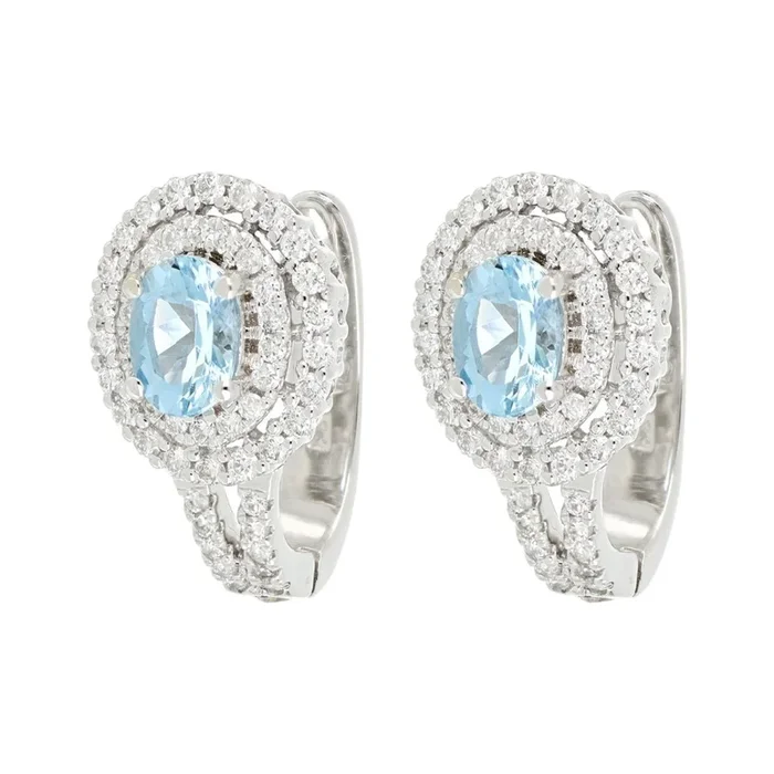 Aquamarine Earrings (Aquamarine 1.6 cts. White Diamond 1 cts.)