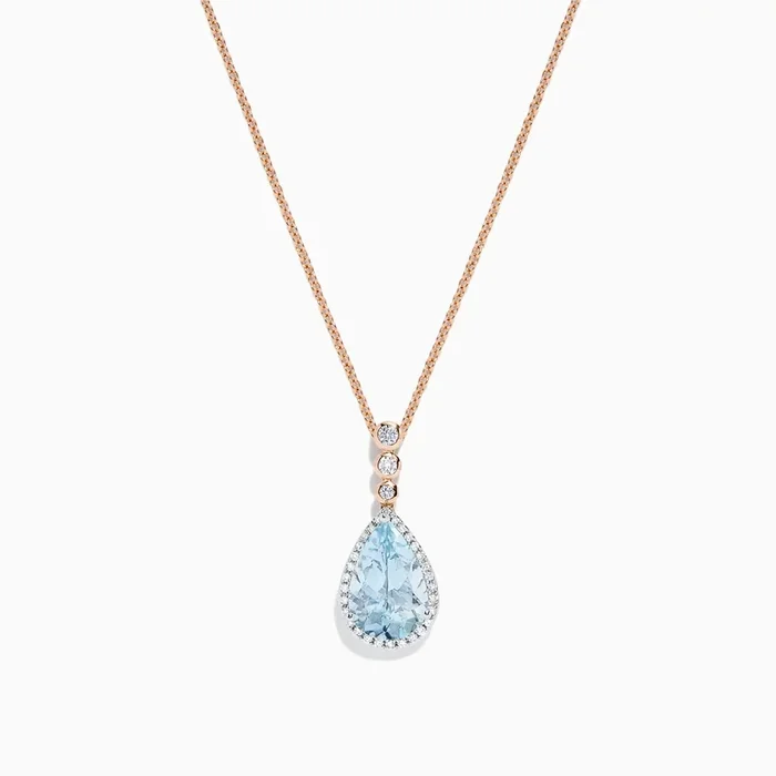 Aquarius 14K Two Tone Gold Aquamarine & Diamond Pendant, 2.68 TCW