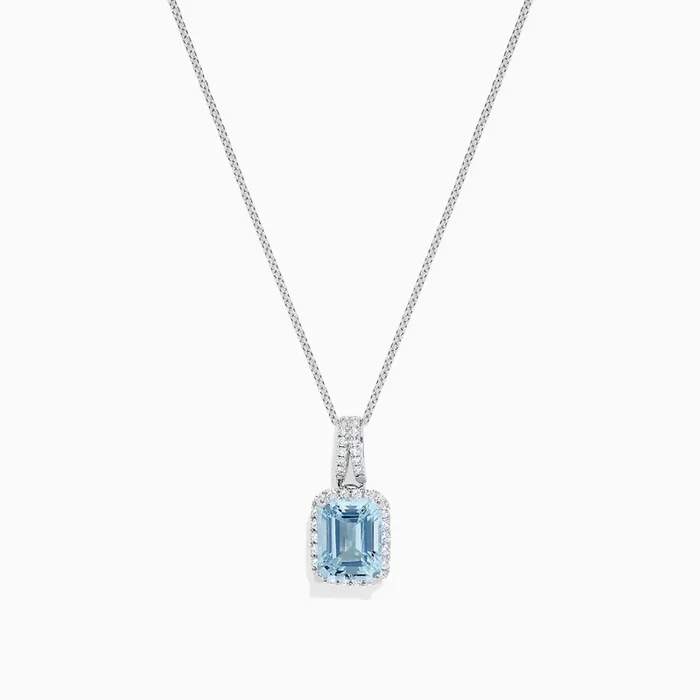 Aquarius 14K White Gold Aquamarine and Diamond Pendant, 2.62 TCW