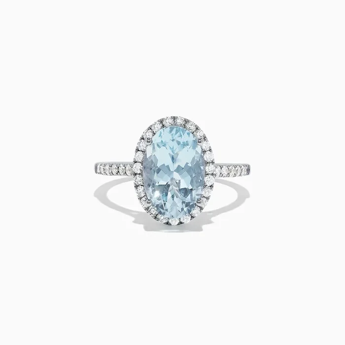 Aquarius 14K White Gold Aquamarine and Diamond Ring, 3.45 TCW