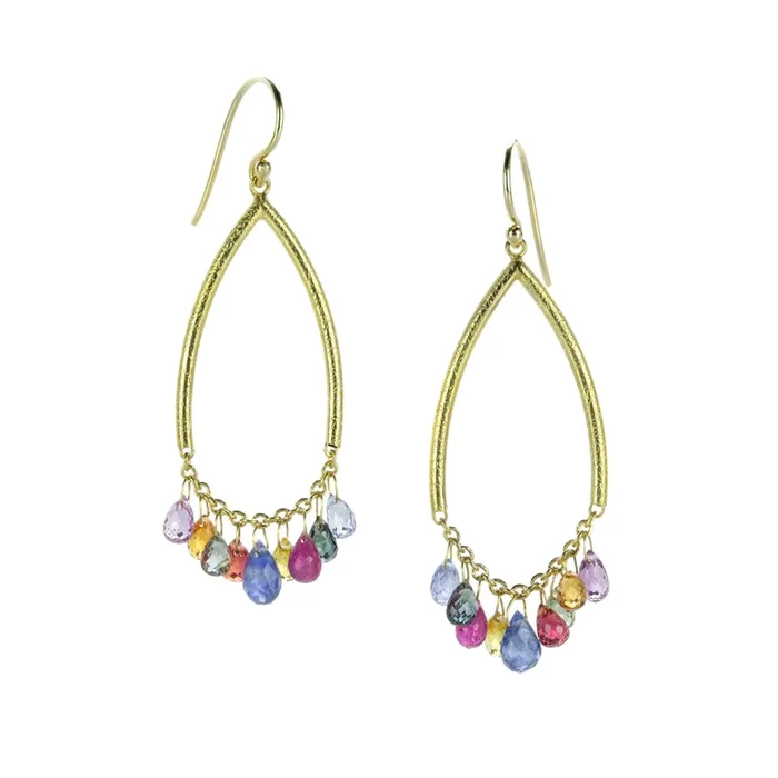 Arch Earrings with Multicolored Sapphires