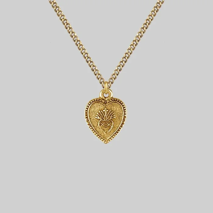 ARDOUR. Sacred Heart Charm Necklace – Gold
