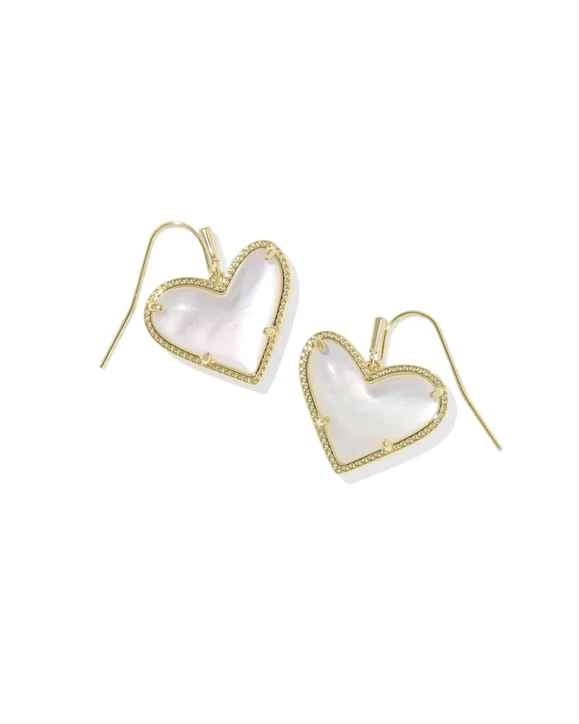 Ari Heart Statement Drop Earrings in Mother of Pearl