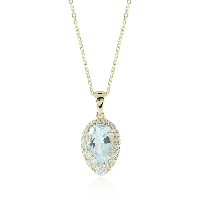 Aria Pendant Necklace in Aquamarine & Diamonds