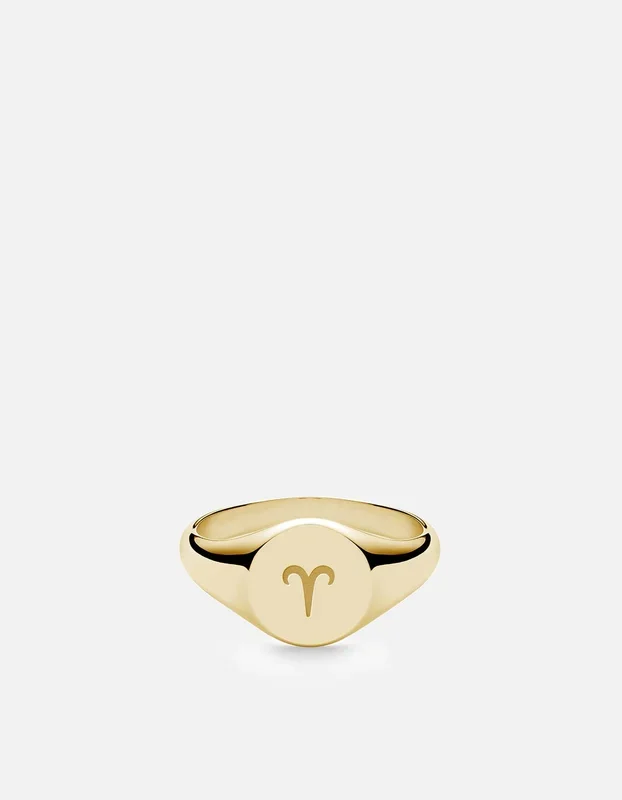 Aries Astro Signet Ring, 14k Gold