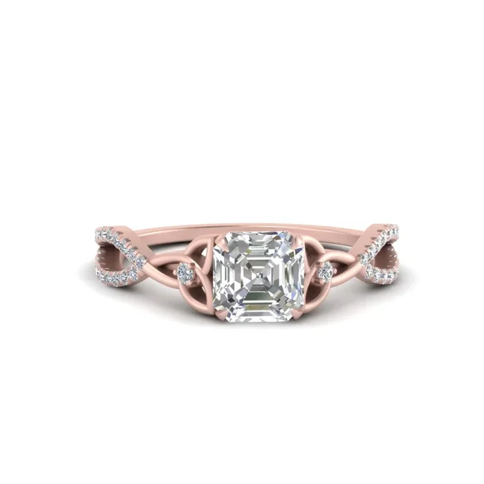 Asscher Cut Entwined Celtic Love Knot Engagement Ring