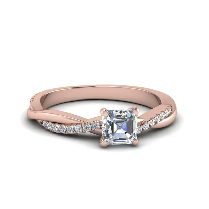 Asscher Cut Twisted Infinity Vine Engagement Ring