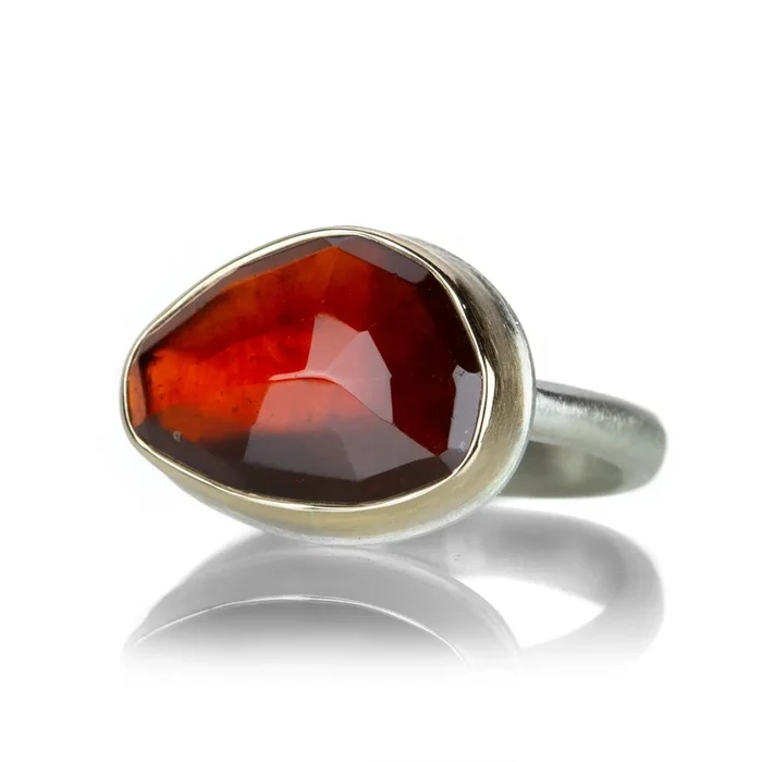 Asymmetrical Hessonite Garnet Ring