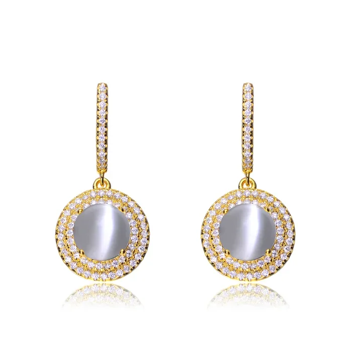 Aubrey White Opal Round Earrings