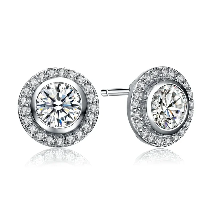 Audrey Solitaire Halo Last Pair Earrings