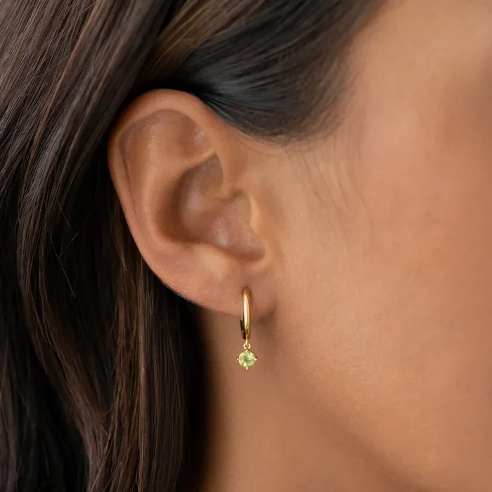 August Birthstone Drop Huggie Earrings – Olivine