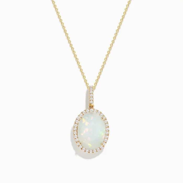 Aurora 14K Yellow Gold Opal and Diamond Pendant