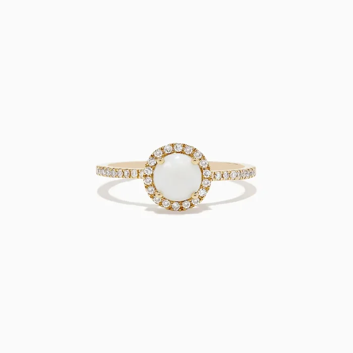 Aurora 14K Yellow Gold Opal and Diamond Ring, 0.72 TCW