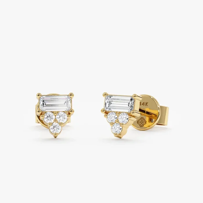 Baguette Accent Diamond Studs, Whitney