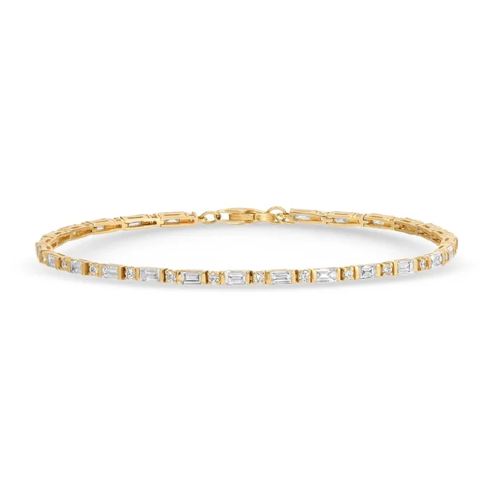 Baguette and Round Diamond Tennis Bracelet