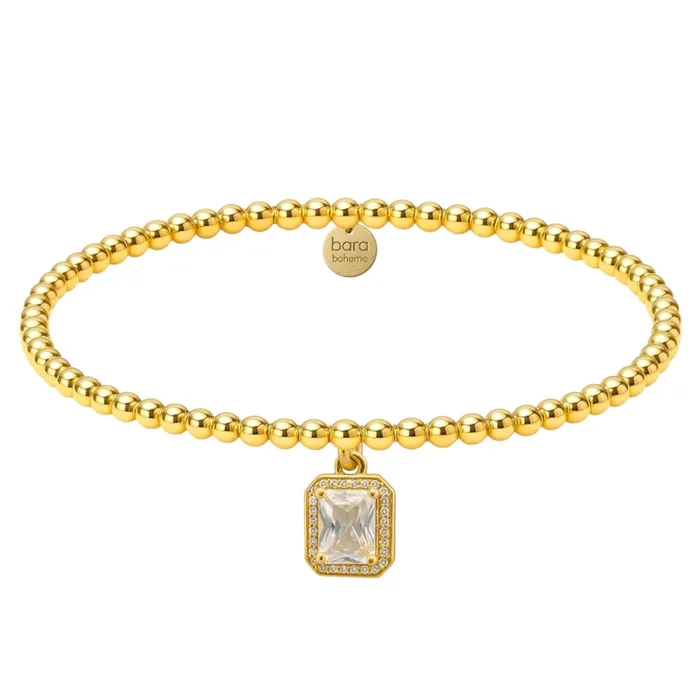 Baguette Charm | Gold Filled Beaded Bracelet