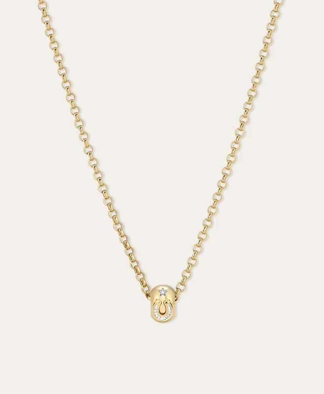 Baguette Lucky Horseshoe Big Bead Necklace