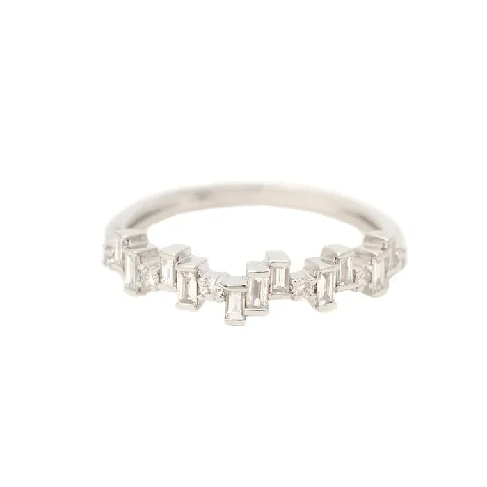 Baguette Round Diamond Half Eternity Ring Band