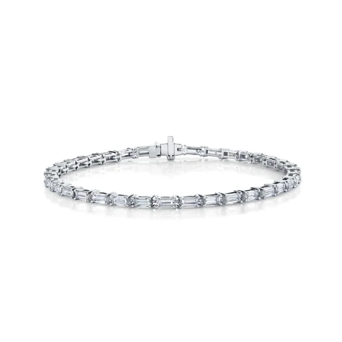 Baguettes Diamond Tennis Bracelet – 14K White Gold
