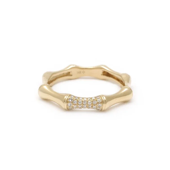 Bamboo Pave Diamond Ring