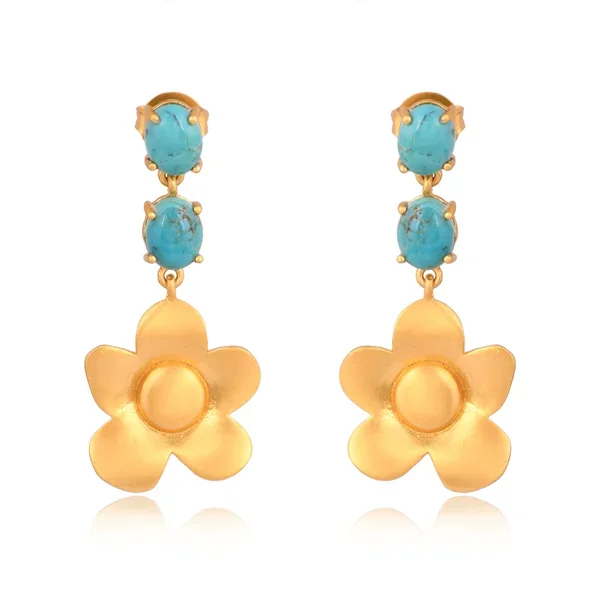 Beachside Bloom Drop Earrings – Turquoise